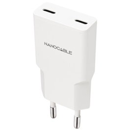 Nanocable Cargador de Pared 2xUSB-C PD 30W Blanco